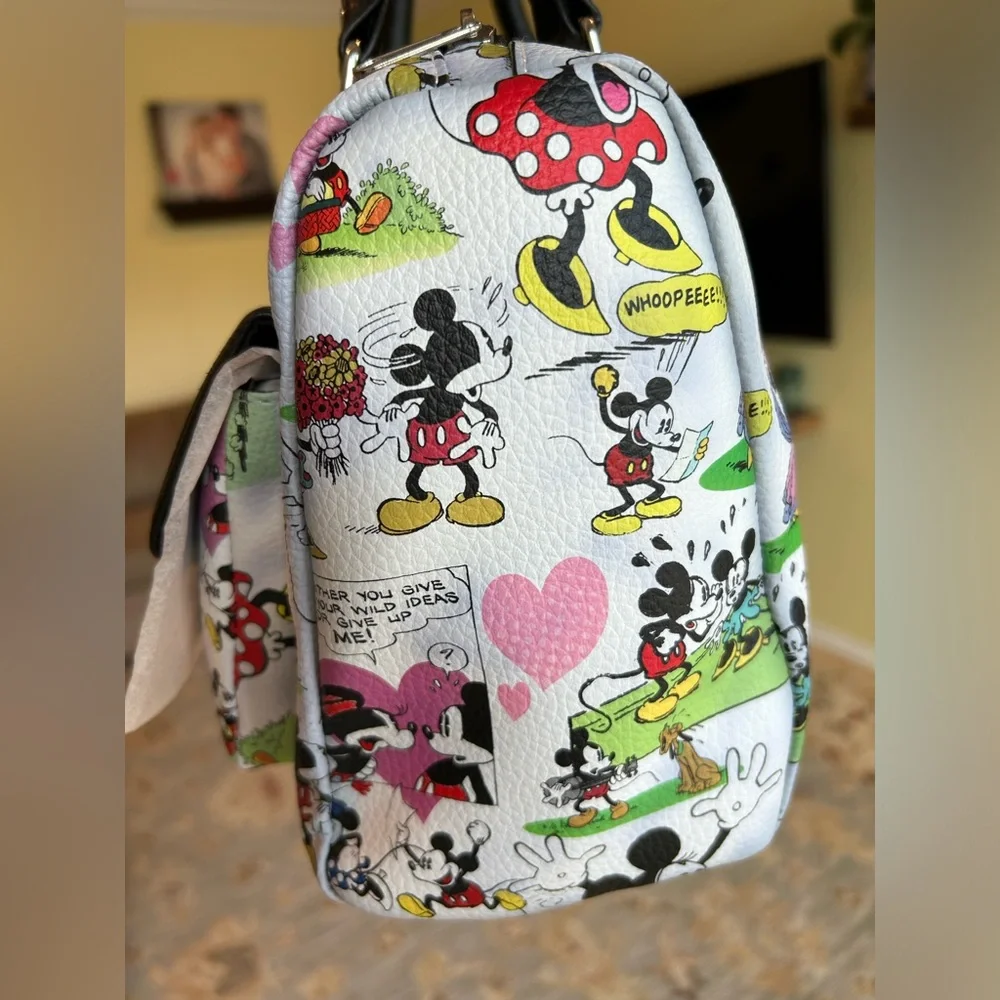 NWT Disney Parks Loungefly collab Authentic Mickey/Minnie Mouse Comic Satchel